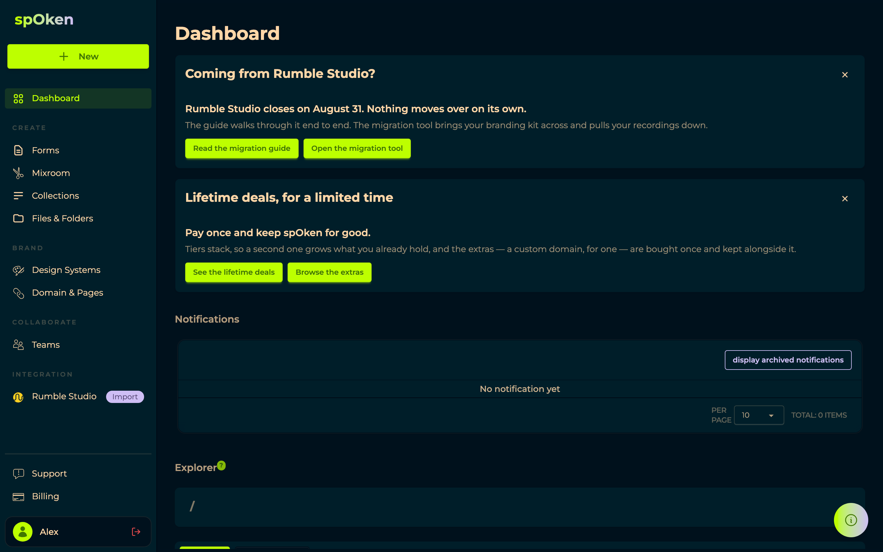 The dashboard