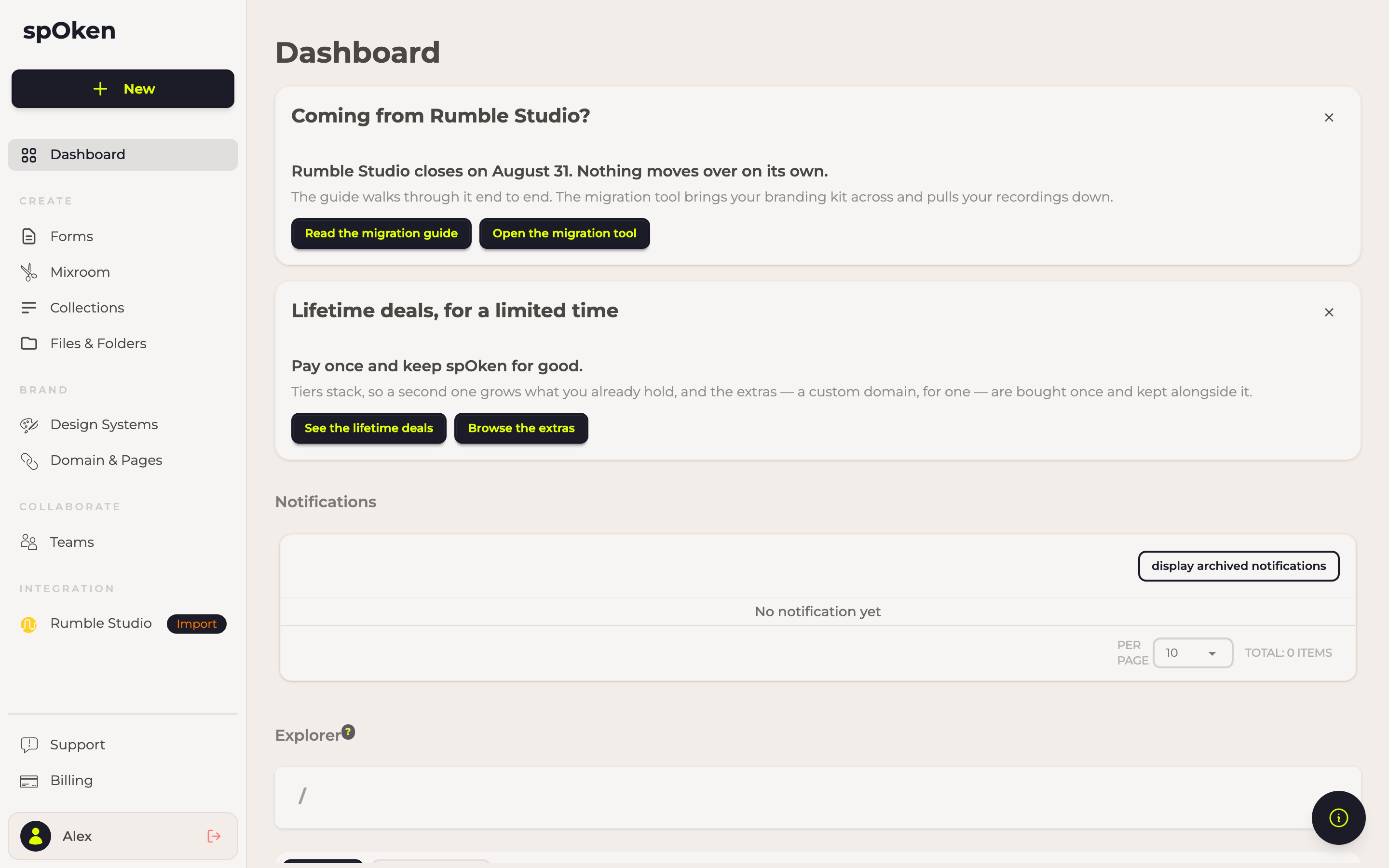 The dashboard