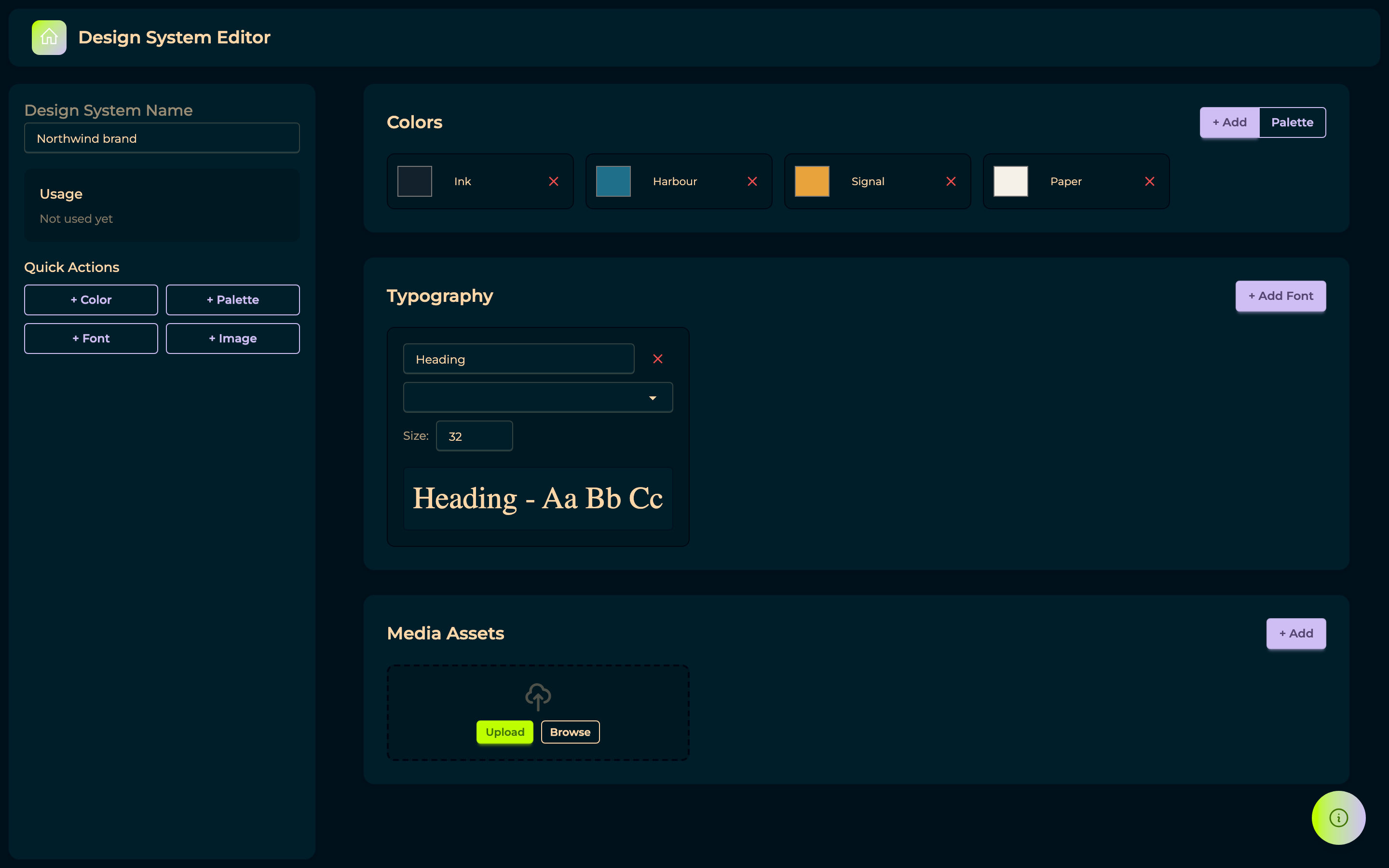 The design system editor