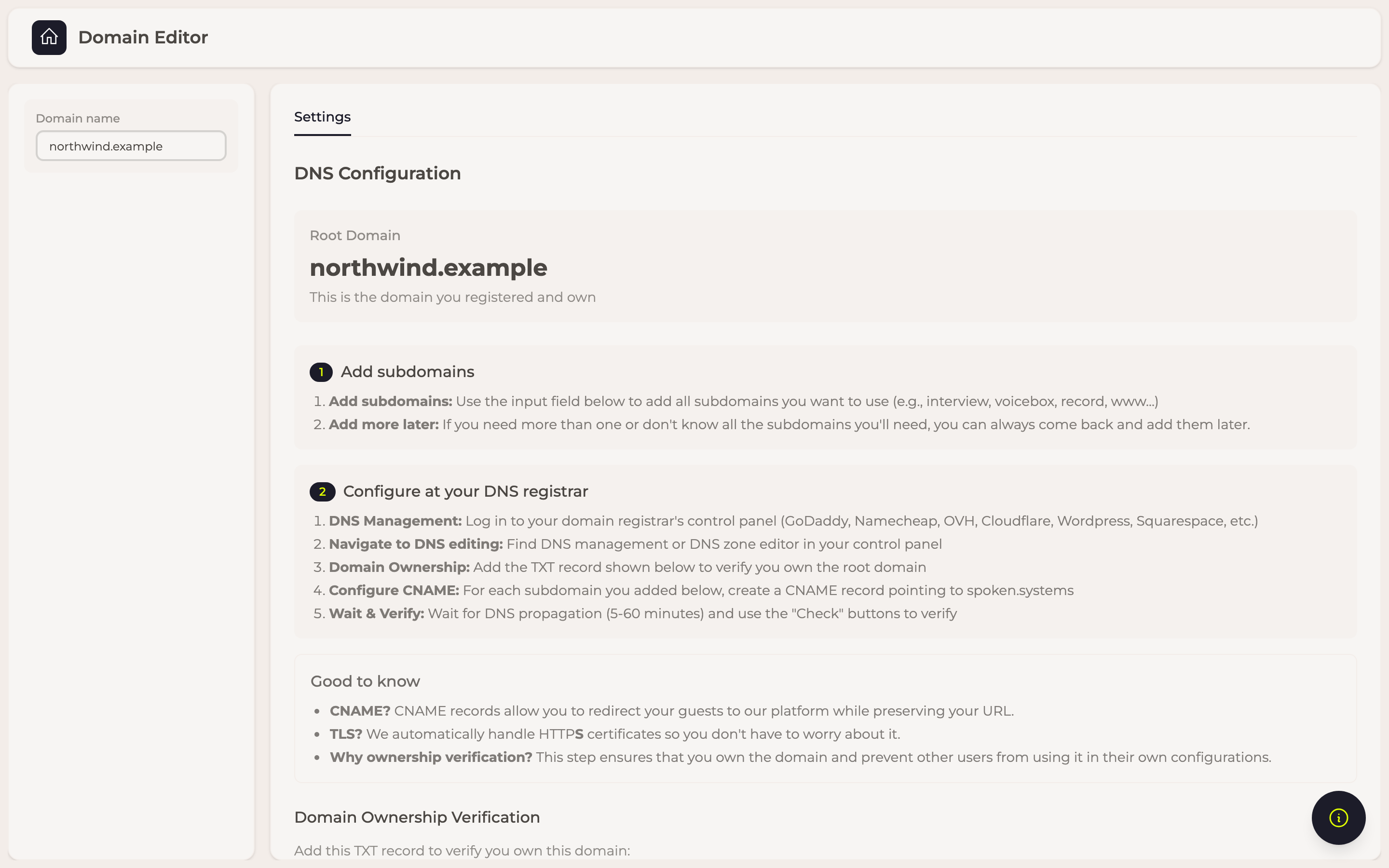 The domain editor