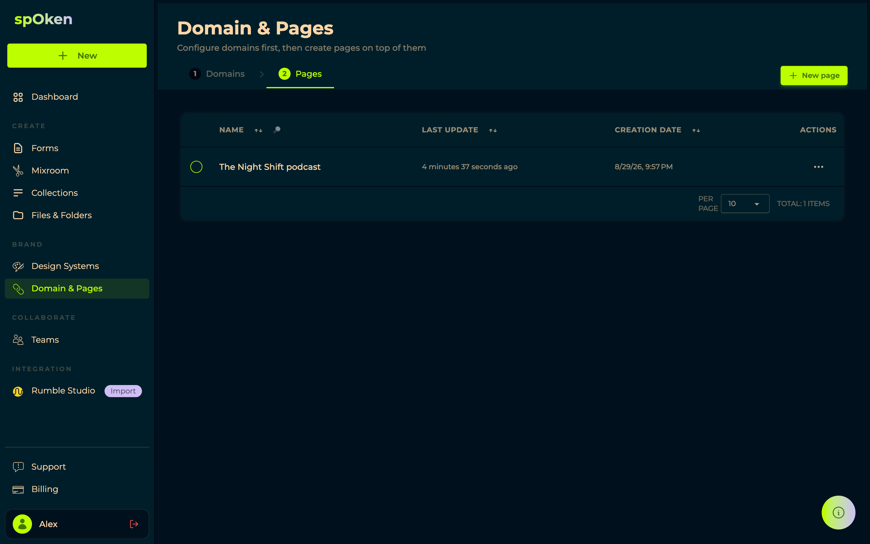 The Pages step
