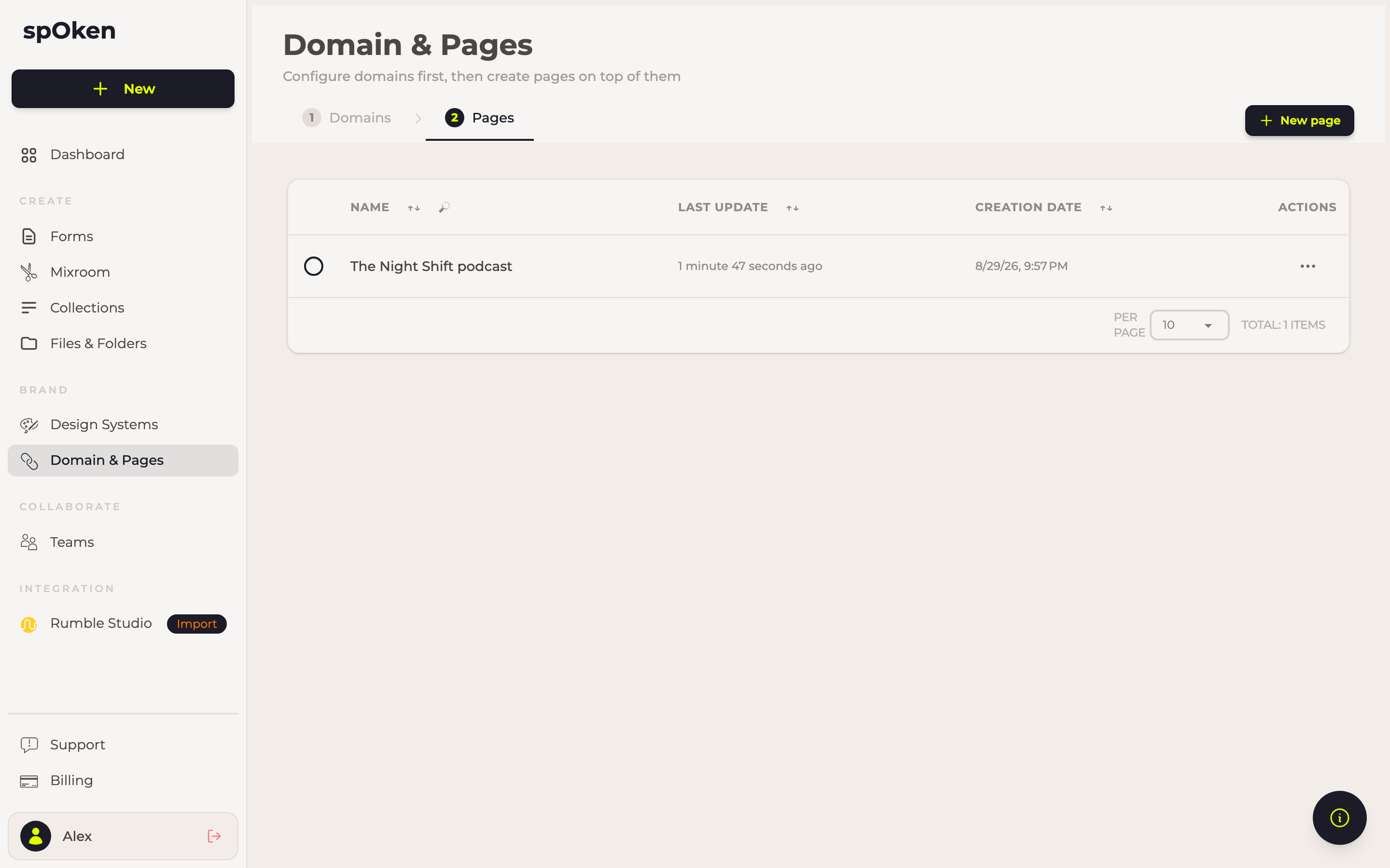 The Pages step