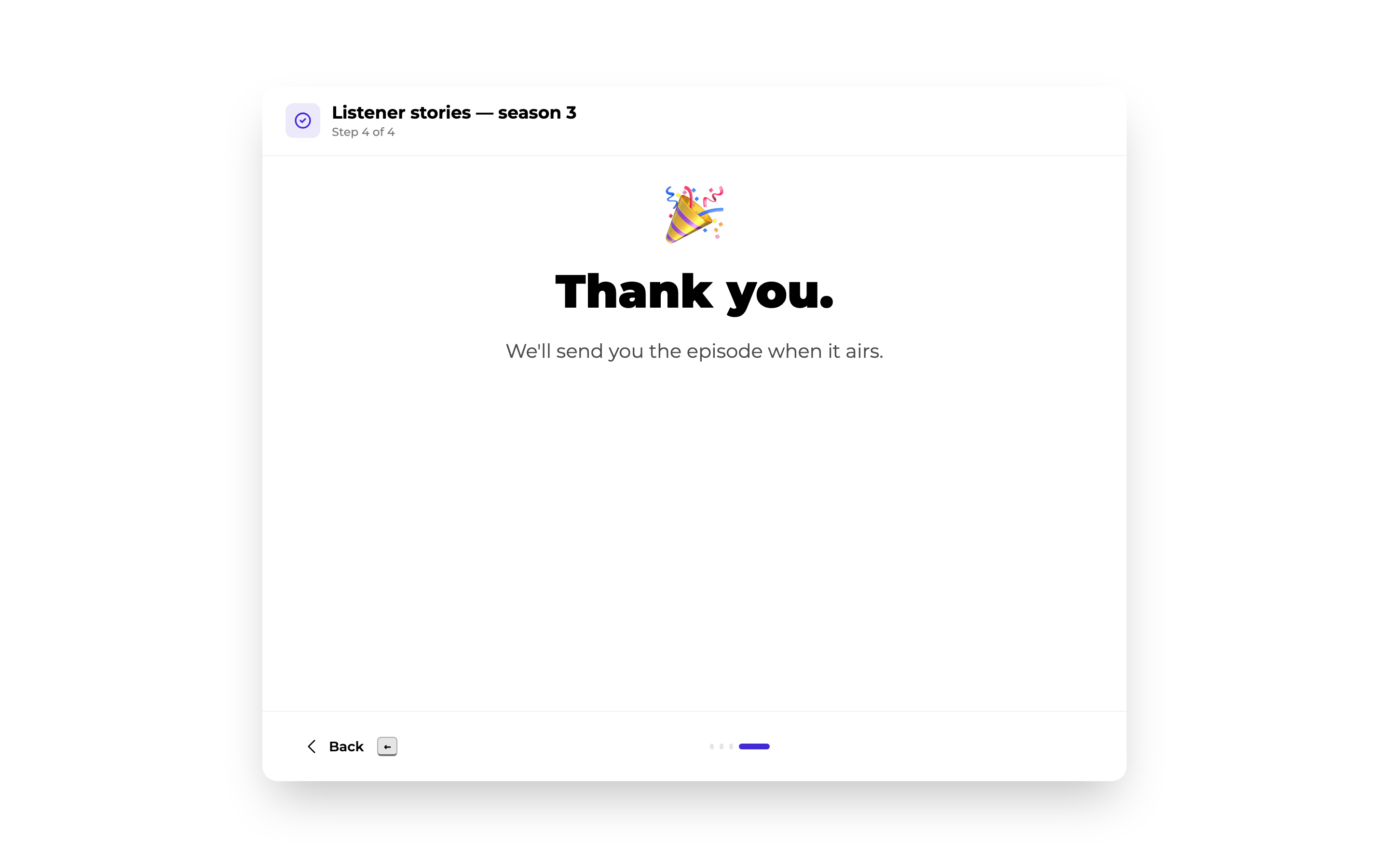The closing screen