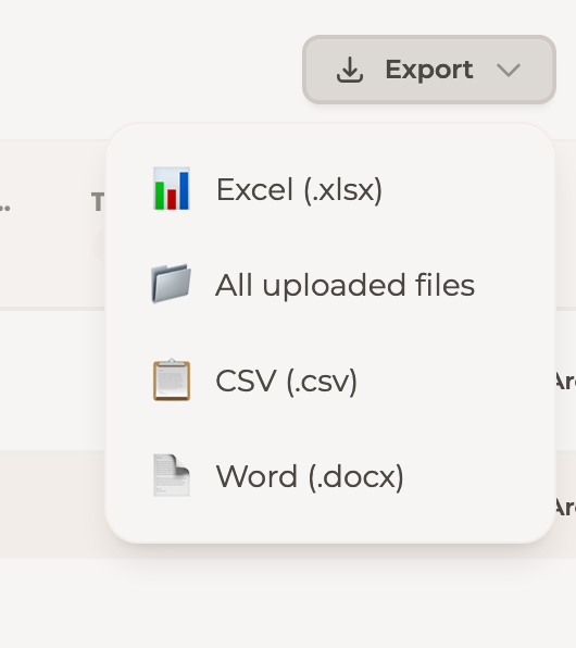 The Export menu
